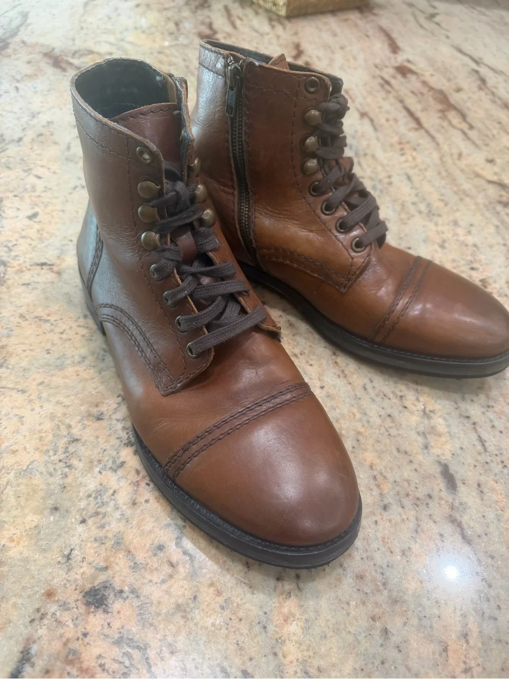 Steve Madden Men’s Brown Leather Lace-up Ankle Boots Size 9